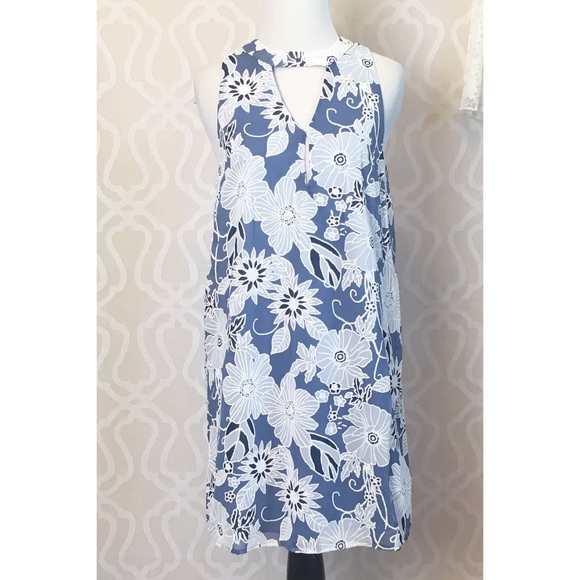 *LAST ONE* 60's Style Mod Blue Floral Mini Dress - Picture 5 of 7